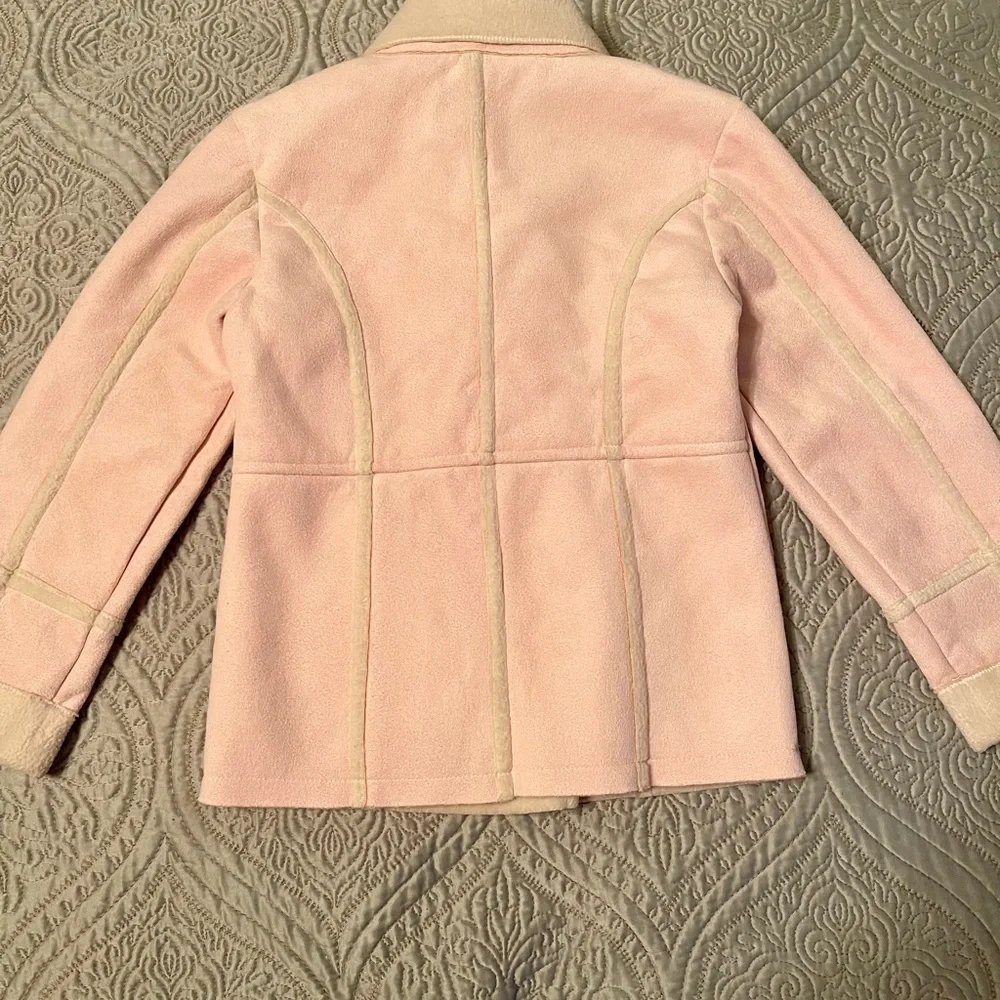 Calvin Klein Jeans faux suede Pink and Cream girls double breasted jacket size 4